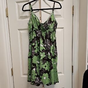 Tommy Hilfiger Green & Brown Floral Sun Dress